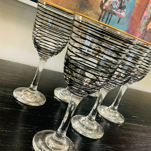 Black Striped Wine Glasses
