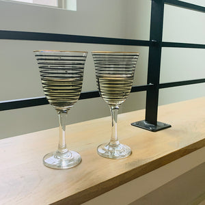 Black Striped Wine Glasses