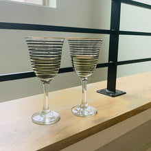 Load image into Gallery viewer, Black Striped Wine Glasses
